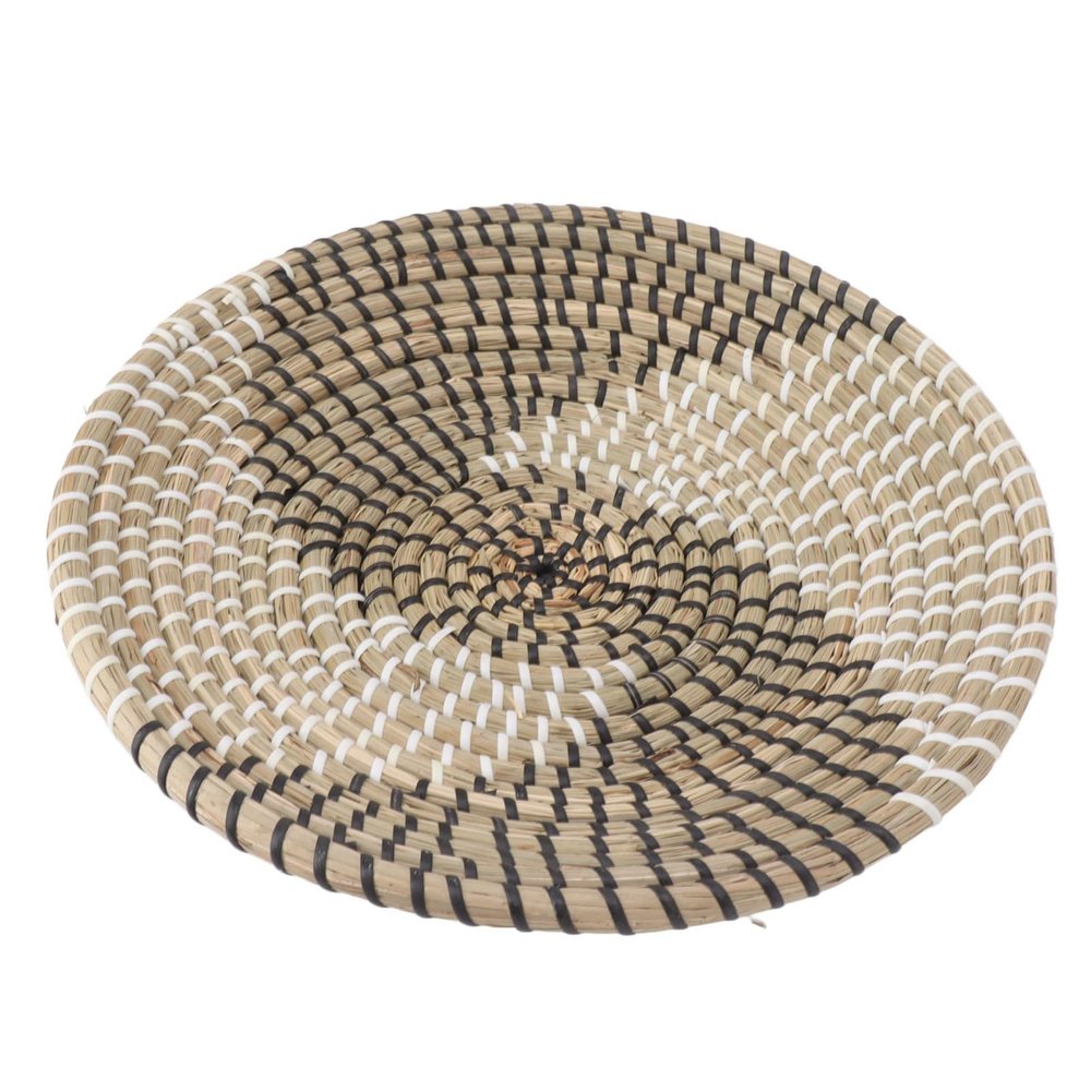 RXMORI Hanging Wall Basket Decor, Boho Wall Plate, Handcrafted Seagrass Hanging Baskets, Multifunction Woven Insulation Pad for Living Room Kitchen (Style 2)