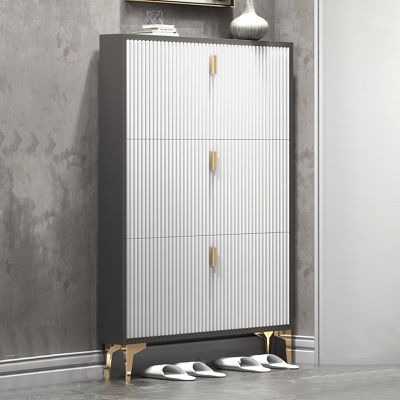 BRANII Narrow Shoe Storage, Entryway Shoe Rack, 3 Flip Drawer Shoe Cabinet, Adjustable Shelves Shoes Organizer, for Living Room, Hallway, Entryway, Apartment (Color : White, Size : 70X24X120cm)