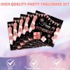 41PCS Retirement Decorations for Women Black Rose Gold Themed Retirement Decor Paper Plates Napkins Tablecloth Set for Women's Say Goodbye Party Supplies view 4