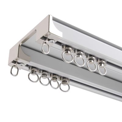 Aluminum Ceiling Curtain Track, Curtain Conjoined Double Track Rails Ceiling Mounting Curtain Rails Curtain Rod Double Curtain Track Curtain Hangers Curtain Sliding Track Straight Rail ( Color : White
