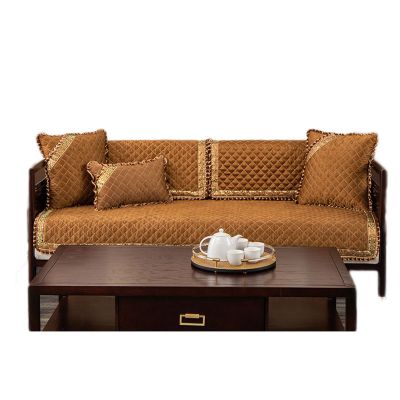 FOUNCY Pearl Fleece Sofa Cushion Wood Ear Sofa Cushion Winter Thickened Non-Slip Sofa Back Towel,Coffee,70 * 150cm