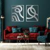 Minimalist Metal Wall Art, Abstract Metal Wall Art, 2 Pieces Metal Wall Art, Modern Metal Wall Decor, Unique Wall Decor, Mid Century Modern Metal Wall Art, Above Bed Decor (Silver, 41 x 62 inch / 105 x 158 cm) view 1