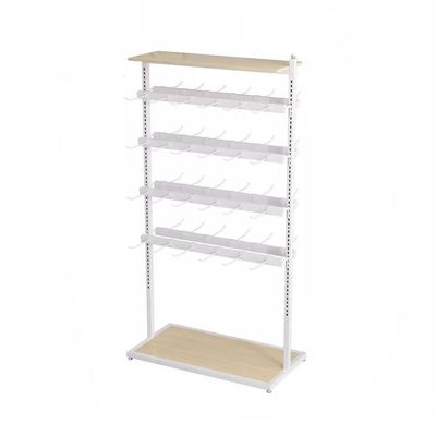GRRICEPL Floor-Standing Underwear Display Stands, Double Sided Metal Storage Shelves, Coat Rack Stand, Commercial Shelves for Socks Bra Panties Scarves Storage (Color : White, Size : 40x40x135cm)