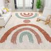 Area Rugs 3x5ft, Red Cyan Rainbow Lines Kids Nursery Rugs, Boho Retro European Style Classroom Rug, Non-Slip Large Area Easy To Clean For Kids Boys Girls Living Room Bedroom Game Room Tea Table Sofa view 1