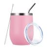12oz Stainless Steel Thermal Cup, Portable Thermal Cup, Insulated Travel Coffee Mug with Lid, Reusable Large Capacity Outdoor Thermal Mug for Girls, Kids, Women, Camping(12oz-360ml-Coral) view 1