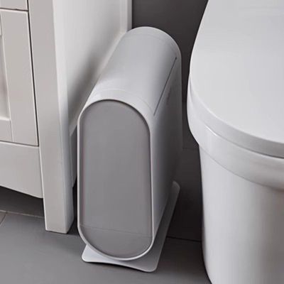 MOOWI Kitchens Trash Can Bathroom Trash Can with Lid Press Type Plastic Living Room Bedroom Kitchen Household Large Waste Paper Basket, 8L Home Office - Holds Waste (Color : B)