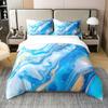 Erosebridal 100% Cotton Blue Marble Bedding Twin Girls Women Duvet Cover Sets Blue Bronzing Marble Pattern Printed Comforter Cover for Teen Girls Men Boys Golden Stripe Texture Decor Comforter Set view 1