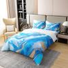 Erosebridal 100% Cotton Blue Marble Bedding Twin Girls Women Duvet Cover Sets Blue Bronzing Marble Pattern Printed Comforter Cover for Teen Girls Men Boys Golden Stripe Texture Decor Comforter Set view 3