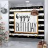 Anzona Happy Birthday Waterproof Shower Curtains Set - Standard 66 x 72 Inch, Watercolor Cake Black White Striped Polyester Fabric Bathroom Curtain with 12 Hooks, Bathroom Accessories, 1 Panel view 4