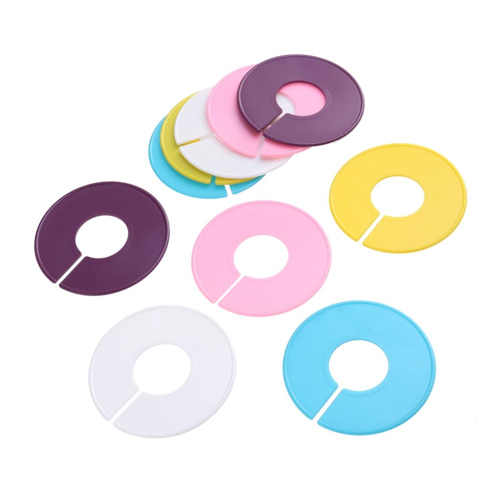 Cabilock 10pcs Plastic Round Clothes Buckles for Hanger Separation Accessories Yellow Light and White for Clothing Organization