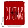Anzona Merry Christmas Red Waterproof Shower Curtains Set - Extra Long 72 x 96 Inch, Red Xmas Words Polyester Fabric Bathroom Curtain with 12 Hooks, Bathroom Accessories, 1 Panel view 2