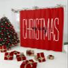 Anzona Merry Christmas Red Waterproof Shower Curtains Set - Extra Long 72 x 96 Inch, Red Xmas Words Polyester Fabric Bathroom Curtain with 12 Hooks, Bathroom Accessories, 1 Panel view 3