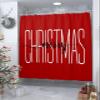 Anzona Merry Christmas Red Waterproof Shower Curtains Set - Extra Long 72 x 96 Inch, Red Xmas Words Polyester Fabric Bathroom Curtain with 12 Hooks, Bathroom Accessories, 1 Panel view 4