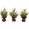 Northlight Mini Glittered Pine with Berries Artificial Christmas Trees - 9" - Set of 3 view 1