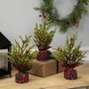Northlight Mini Glittered Pine with Berries Artificial Christmas Trees - 9" - Set of 3 view 2