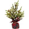 Northlight Mini Glittered Pine with Berries Artificial Christmas Trees - 9" - Set of 3 view 3