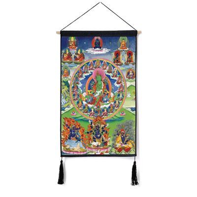 Buddha Zen Wall Hanging,Meditation Tapestry,buddha tangka,scroll mural,Tibetan Thangka Poster Embroidery Painting For Home Dcor Meditation Silk Embroidery Thangka Tapestry(Color:3,Size:45x65cm(17x25i