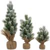 Northlight Mini Flocked Pine Artificial Christmas Trees with Burlap Base - 18" - Set of 3 view 1