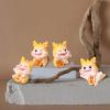 ABOOFAN 4pcs Cute Cartoon Dragon Figurines Resin Statues for Tabletop Decoration Yellow Auspicious Designs for Home Office Decor Adorable Dragon view 3