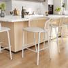 LeisureMod Ervilla Mid-Century Modern Wicker Bar Stool with Fabric Seat and White Powder Coated Steel Frame, Set of 2 (Beige) view 2