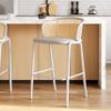 LeisureMod Ervilla Mid-Century Modern Wicker Bar Stool with Fabric Seat and White Powder Coated Steel Frame, Set of 2 (Beige) view 4