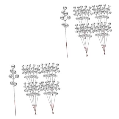 BESTOYARD 60 pcs Simulated Berry Bunches Pine Needles Berry Picks Artificial Berry twig Artificial Berry Bush Artificial Branches Vase Filler Berries Stems Small red Fruit Foam Flash
