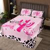 3 Piece Western Cowgirl Quilt Bedding Set Women Aldult Lightweight Bedding Boots and Hats Bedspread Set Pink and Black Bedspread Coverlet Soft Microfiber Home Quilt Set for King Bed All Season view 1