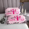 3 Piece Western Cowgirl Quilt Bedding Set Women Aldult Lightweight Bedding Boots and Hats Bedspread Set Pink and Black Bedspread Coverlet Soft Microfiber Home Quilt Set for King Bed All Season view 3