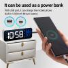 GRFIT Alarm Clock Mirror Alarm Clock LED Music Wall Digital Clock Time Temperature Humidity Display USB Rechargeable Table Clock Clocks for Bedside (Color : B) view 4