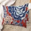 MISSUYSA Asian Throw Pillowcase Red And Blue Chinoiserie Floral Cushion Cover Chinoiserie 12x20in Set of 2 Decorative Pillow Home Cotton Linen Ethnic Lumbar Pillow Cover For Sofa Couch Bed Decorations view 2
