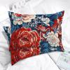 MISSUYSA Red and Blue Chinoiserie Floral Throw Pillow Cover Set of 2 Chinoiserie Lumbar Throw Pillow Cover 20x30in Cotton Linen Accent Square Cushion Cover for Sofa Couch Bed Chair Home view 3