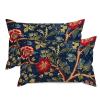 MISSUYSA Asian Pillow Cover Navy Blue Floral Botanical Cushion Cases Japanese 16x26in Set of 2 Decorative Pillow Home Cotton Linen Artistic Rectangular Throw Pillow Cover for Couch Sofa Bed Chair view 1