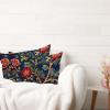 MISSUYSA Asian Pillow Cover Navy Blue Floral Botanical Cushion Cases Japanese 16x26in Set of 2 Decorative Pillow Home Cotton Linen Artistic Rectangular Throw Pillow Cover for Couch Sofa Bed Chair view 4