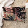 MISSUYSA Chinoiserie Charcoal Coral Pagoda Lumbar Pillowcases Set of 2 Chinoiserie Throw Pillowcase 12x24in Decorative Pillow Home Cotton Linen Maximalist Square Cushion Cover for Bedroom Couch Bed view 2