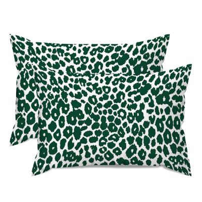 MISSUYSA Leopard Graphite Green Dot Lumbar Pillowcases Set of 2 Oriental Chinese Throw Pillow Case 20x30in Decorative Pillow Home Cotton Linen Accent Pillowcase for Home Sofa Indoor Decorations