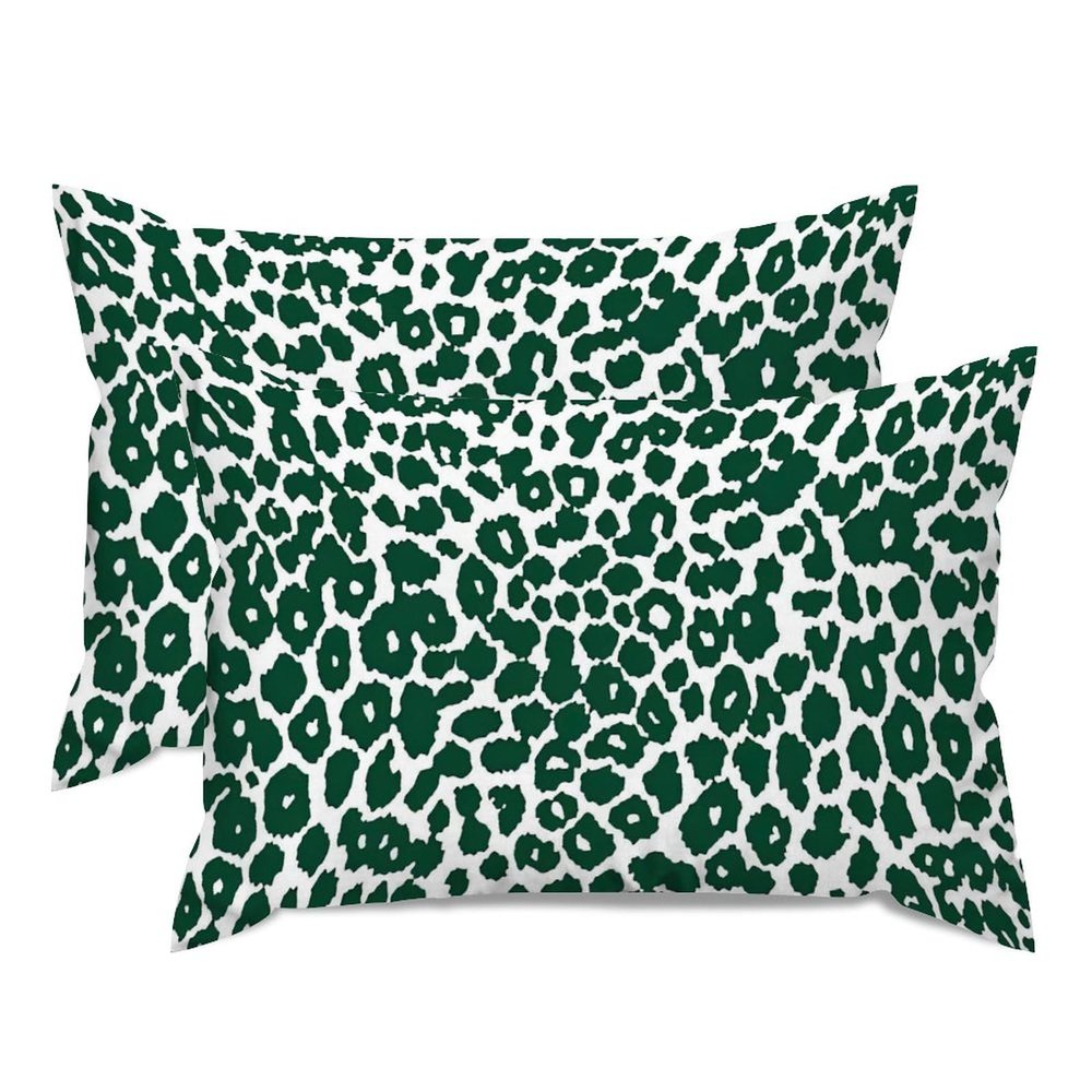 MISSUYSA Leopard Graphite Green Dot Lumbar Pillowcases Set of 2 Oriental Chinese Throw Pillow Case 20x30in Decorative Pillow Home Cotton Linen Accent Pillowcase for Home Sofa Indoor Decorations