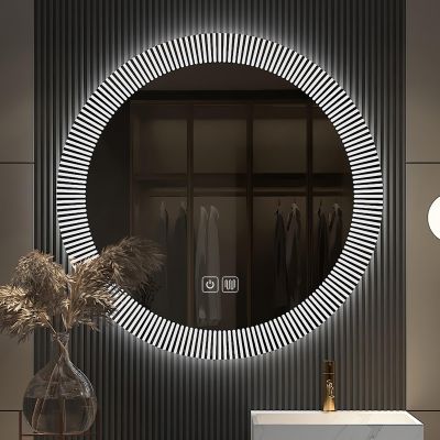 DELURA LED Bathroom Mirror with Lights Round Bathroom Vanity Mirror Dimmable Wall Mounted 6000K/4000K/3000K Anti-Fog Circle Makeup Mirrors (Size : 80cm)