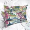 MISSUYSA Asian Style Pillow Cover Chinoiserie Pagoda Coral Blue Cushion Cover Ethnic Style 20x30in Set of 2 Decorative Pillow Home Cotton Linen Accent Lumbar Pillow Cases for Couch Sofa Couch Chair view 3