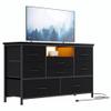 Jojoka 8-Drawer LED Dresser TV Stand with Power Outlet for 55'' TV - Wide Storage Chest for Bedroom, Living Room & Entryway, Wood Top Console Table with 22 Light Modes view 1