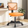 DUMOS Armless Desk Wheels Cute Home Office Chairs, Ergonomic Adjustable Swivel Rolling Task, Comfy Mesh Mid Back Computer Work Vanity Chair for Small Spaces, Orange view 1