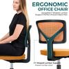 DUMOS Armless Desk Wheels Cute Home Office Chairs, Ergonomic Adjustable Swivel Rolling Task, Comfy Mesh Mid Back Computer Work Vanity Chair for Small Spaces, Orange view 2
