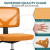 DUMOS Armless Desk Wheels Cute Home Office Chairs, Ergonomic Adjustable Swivel Rolling Task, Comfy Mesh Mid Back Computer Work Vanity Chair for Small Spaces, Orange view 4