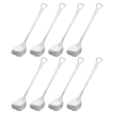 uxcell 8Pcs Heart Shape Spoons Stainless Steel 5.7 Inch Dessert Spoons Coffee Spoon Teaspoon Stirring Spoon for Tea Sugar, Silver