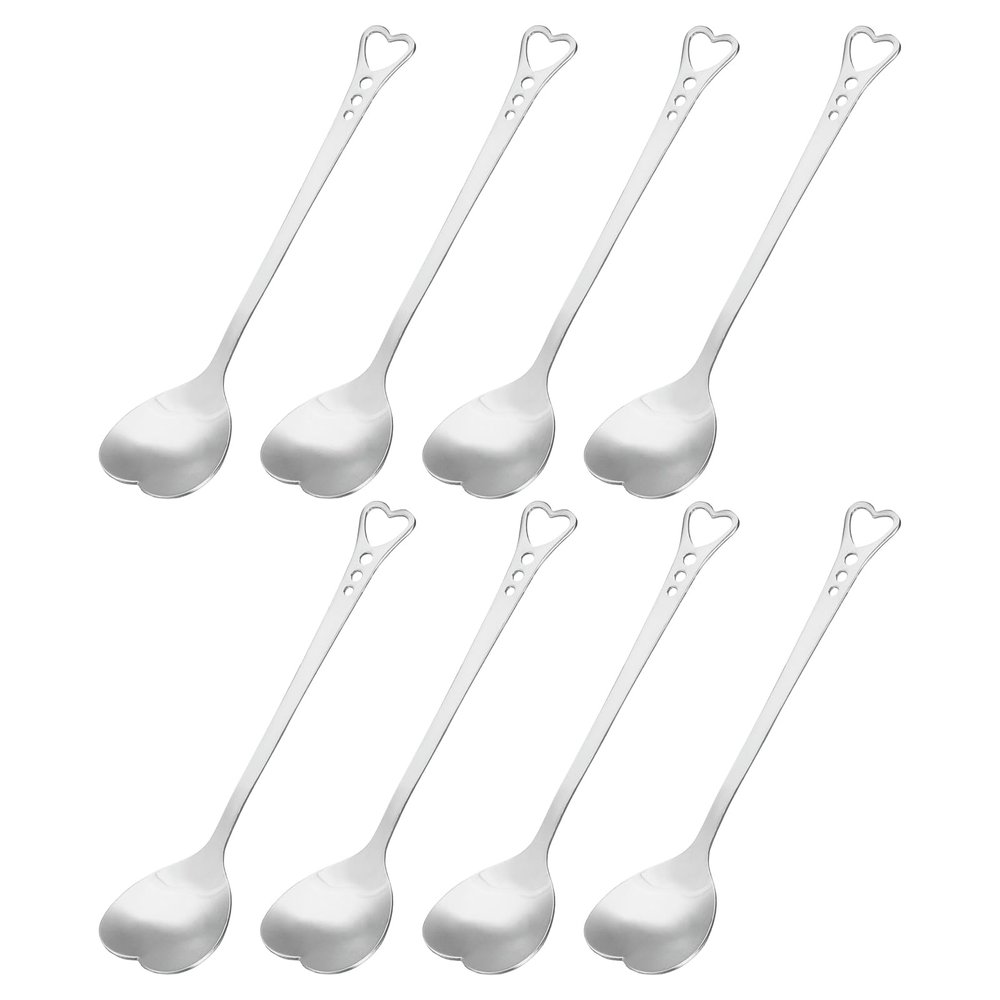uxcell 8Pcs Heart Shape Spoons Stainless Steel 5.7 Inch Dessert Spoons Coffee Spoon Teaspoon Stirring Spoon for Tea Sugar, Silver