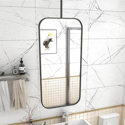Yopappol Ceiling Hanging Mirror, Bathroom Decorative Wall Vanity Make-up Mirrors, Black Rectangular Design, Mirror for Bathroom, Living Room, Bedroom (Size : 40cmx70cm)