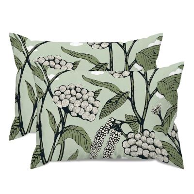 MISSUYSA Green White Chinoiserie Floral Pillow Cover Set of 2 Traditional Oriental Rectangle Lumbar Pillow Case 20x30in Cotton Linen Exotique Throw Pillow Cover for Sofa Car Couch