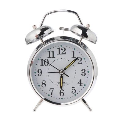 GRFIT Alarm Clock Desktop Metal Alarm Clock Luminous Night Light Retro Twin Bell Digital Sclock ilent Bedroom Home Decoration Clocks for Bedside (Color : Brass)