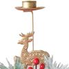 Christmas Candle Holder Iron Xmas Candlestick Holder Iron Candles Stand Candleholder Metal Tealight Container for Xmas Festival Home Desk Table Decor - Elk view 4