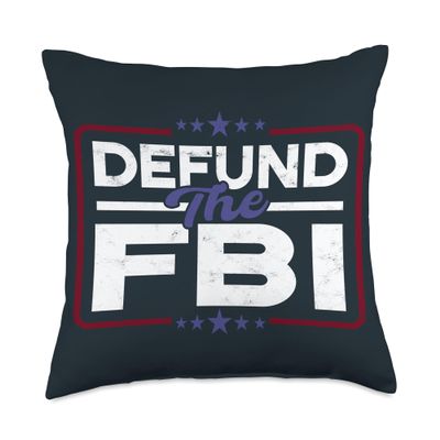 Defund The FBI Designs for Women and Men Anti Government Defund The FBI Throw Pillow, 18x18, Multicolor