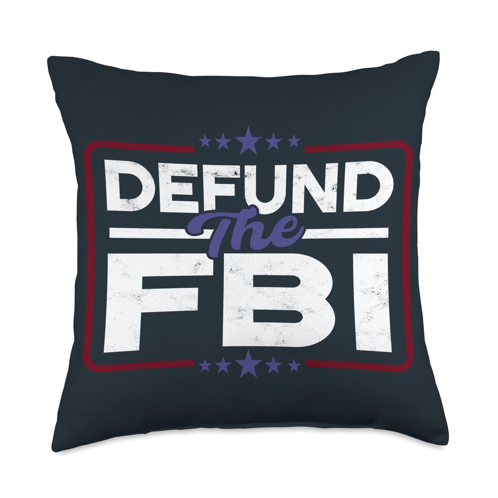 Defund The FBI Designs for Women and Men Anti Government Defund The FBI Throw Pillow, 18x18, Multicolor